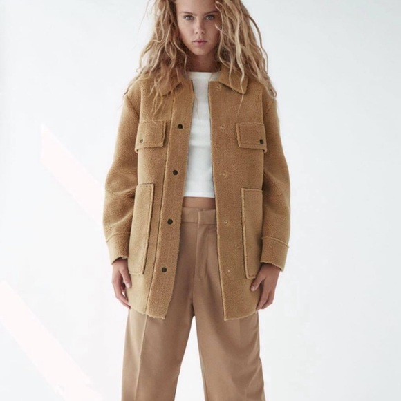 NWOT Zara Teddy Double Faced Shacket - Picture 2 of 6